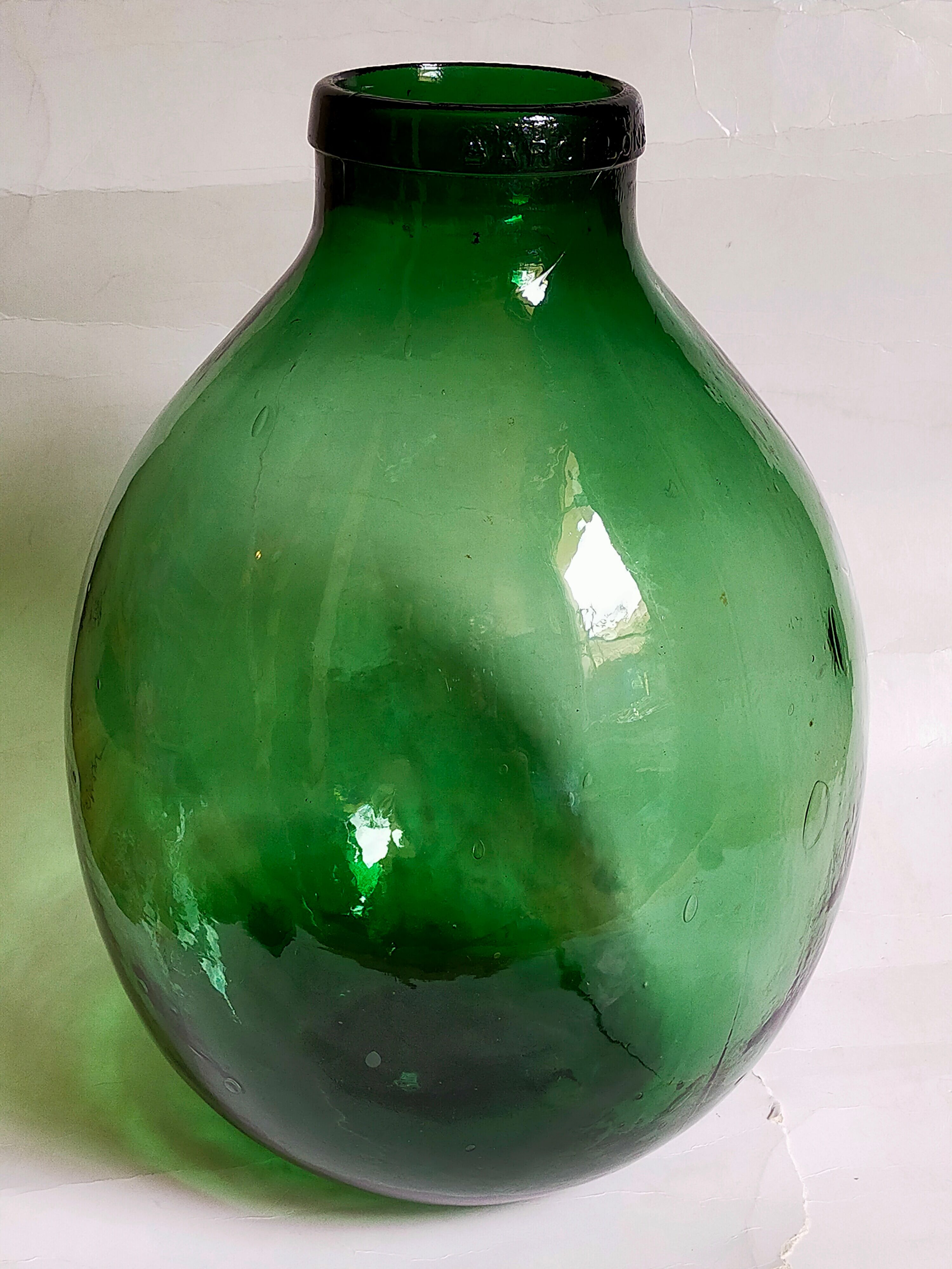 Dame-Jeanne oval canister with wide vintage collar