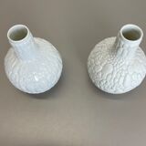 Set of 2 Original OP Art Biscuit Porcelain Vases by AK Kaiser, Germany, 1970s