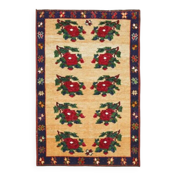 Tapis turc Oushak fait main en laine et coton orange des années 1970 102x155