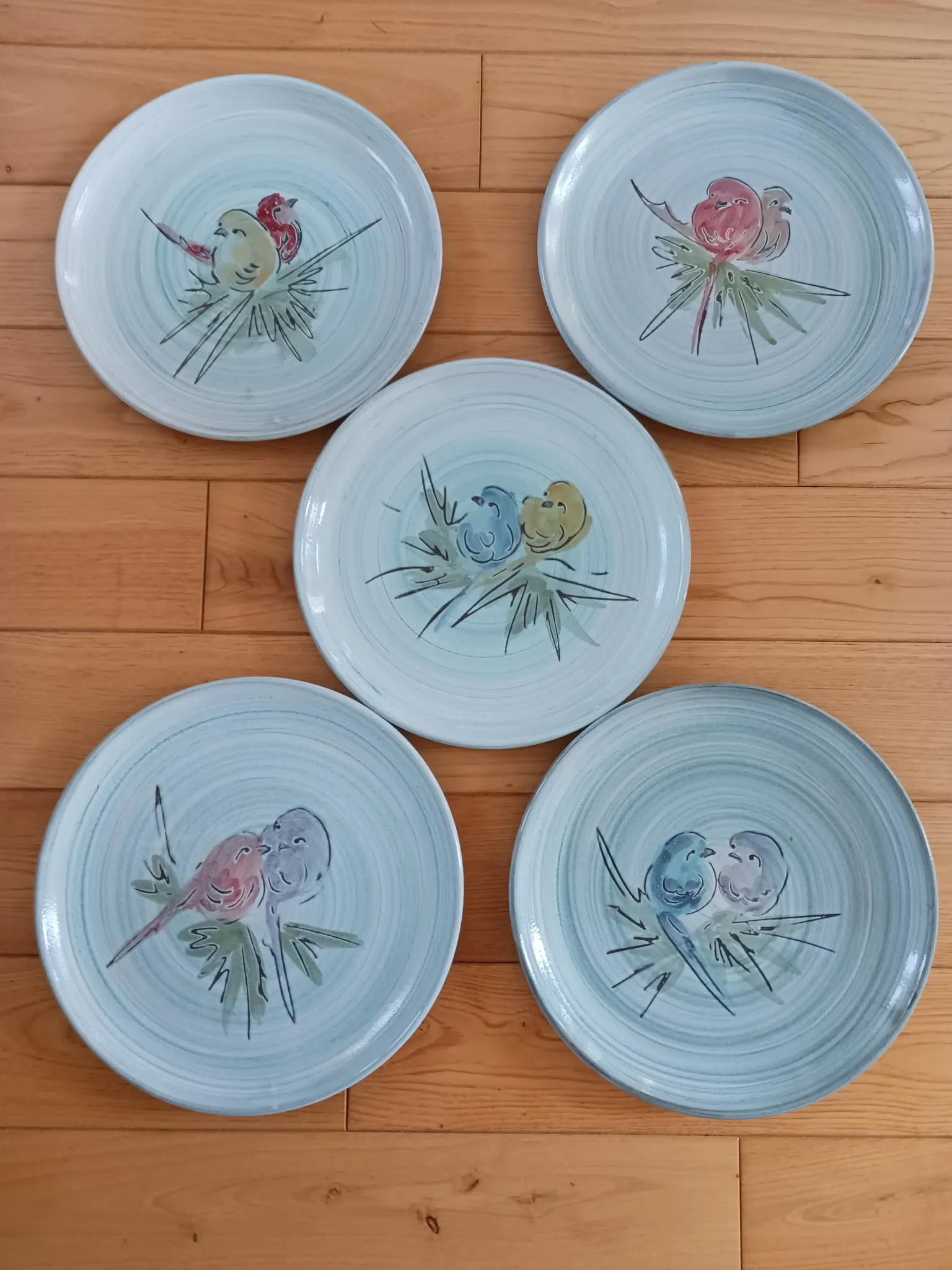 Glazed ceramic plates, signed Camos Vallauris.