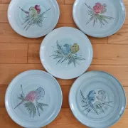 Glazed ceramic plates, signed Camos Vallauris.