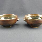 Pair of vintage glazed stoneware bowls signed MJB