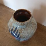 Glazed ceramic vase vintage flower pattern