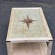 Renovated solid wood coffee table in chic country seaside style.