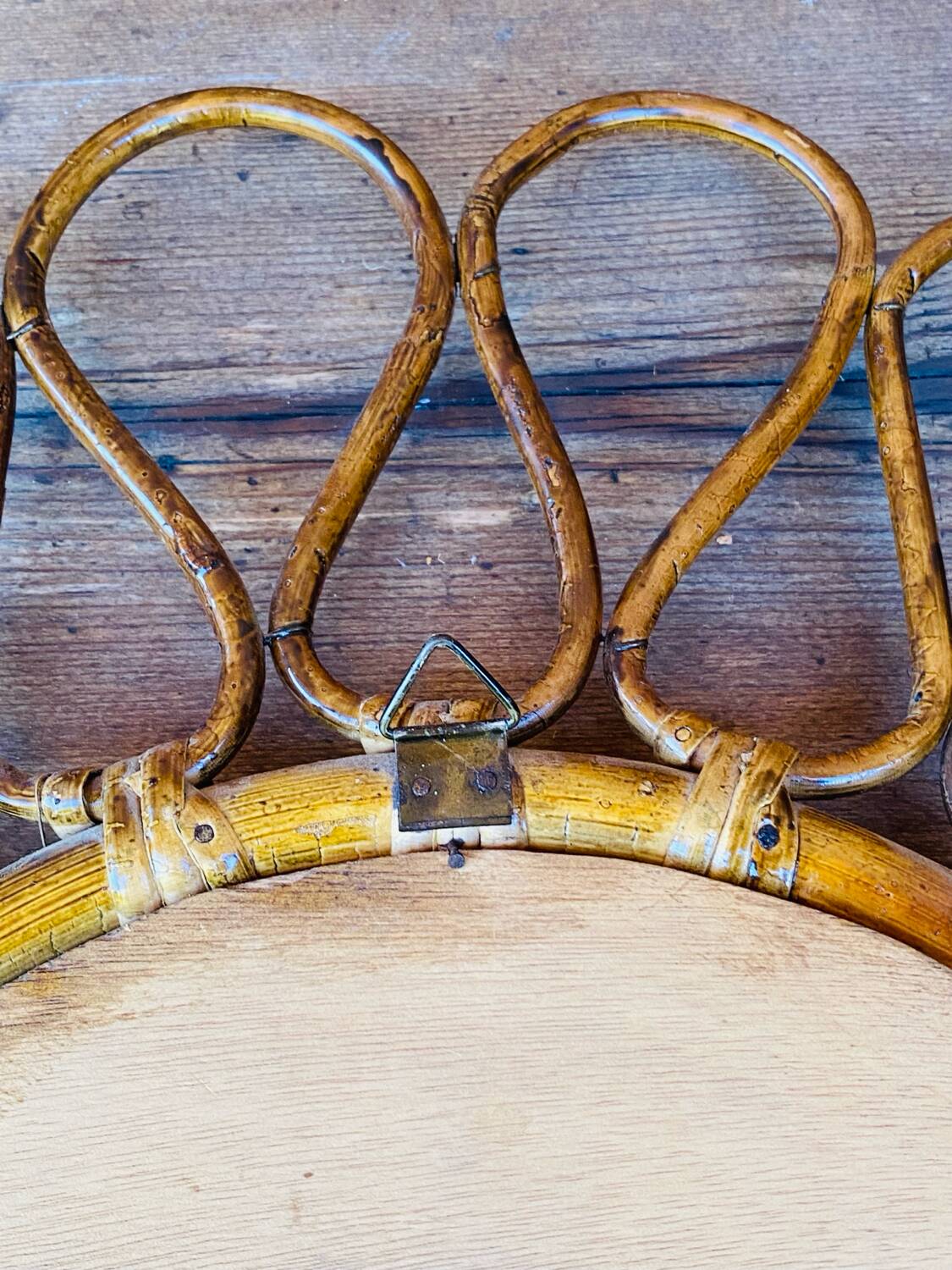 Vintage rattan flower sun mirror