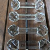 Ensemble de 6 anciens porte-couteaux en verre ou cristal à pointes de diamant