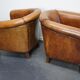 Set of 2 club armchairs with vintage leather footrest Netherlands