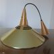 Scandinavian teak and gold metal pendant light from the 70s