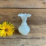 Small white milk glass vase