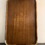 Plateau de service ancien en bois et laiton 61 x 38 cm