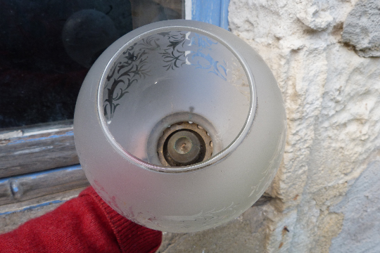 Bougeoir laiton et verre à système DHR lampe à diner bateau