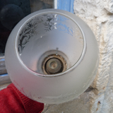 Bougeoir laiton et verre à système DHR lampe à diner bateau