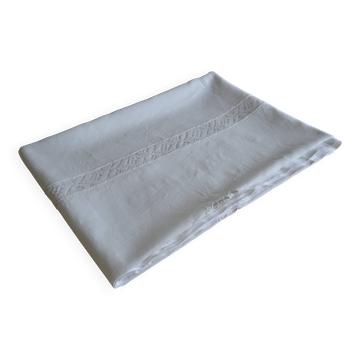 White linen tablecloth with embroidery 181cm/261cm