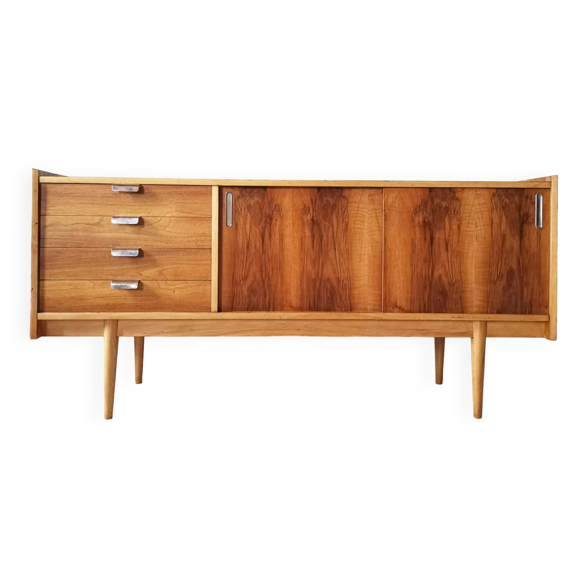 Walnut veneer sideboard by Bytomskie Zaklady, Polish Mid-Century 1960s