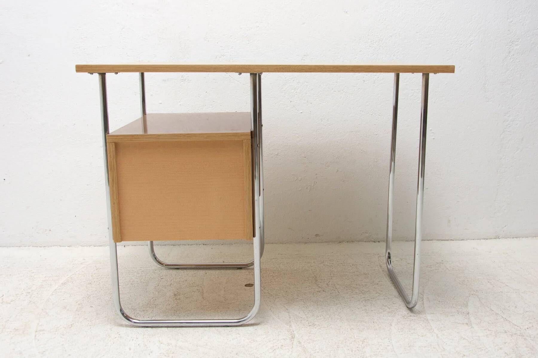 Writing desk, mid-century chrome and formica desk, 1950s, Czechoslovakia
