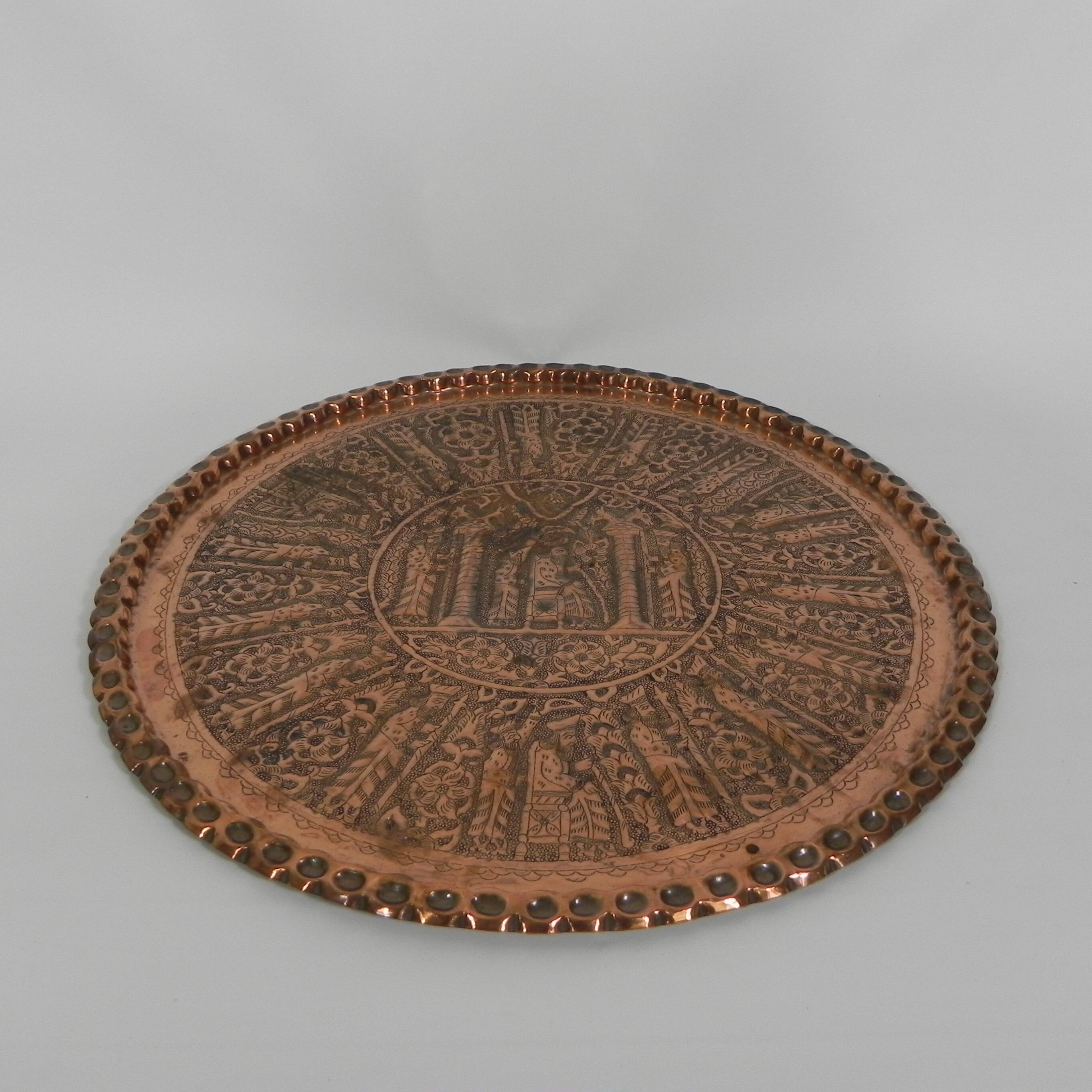 Copper tray, diameter 63.5 cm