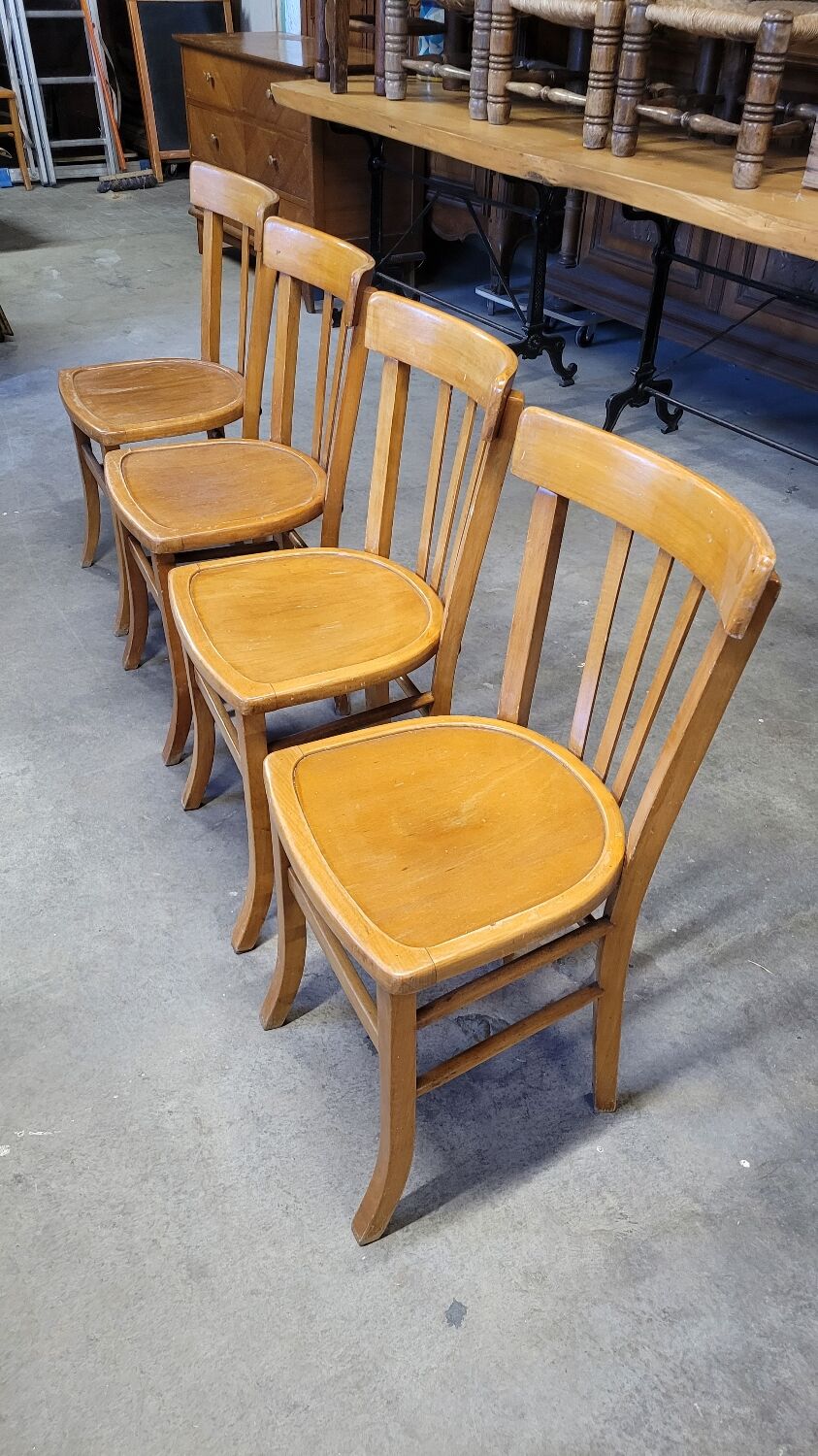 Series of 4 vintage luterma bistro chairs 1950