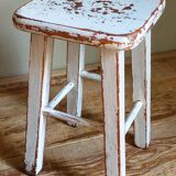 Workshop stool in vintage patinated solid wood