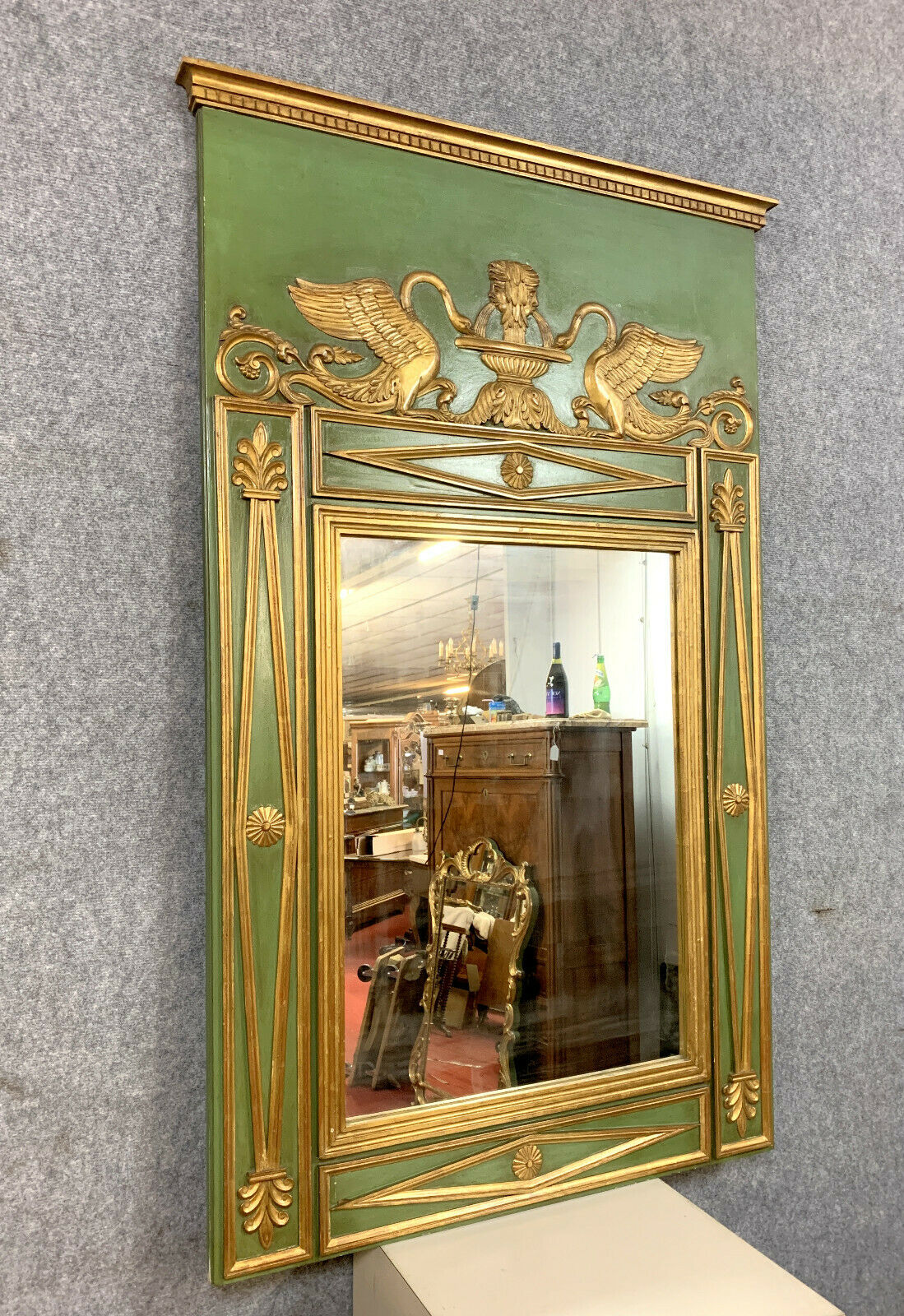 Miroir trumeau Empire en bois laqué et doré vers 1900 152 ...