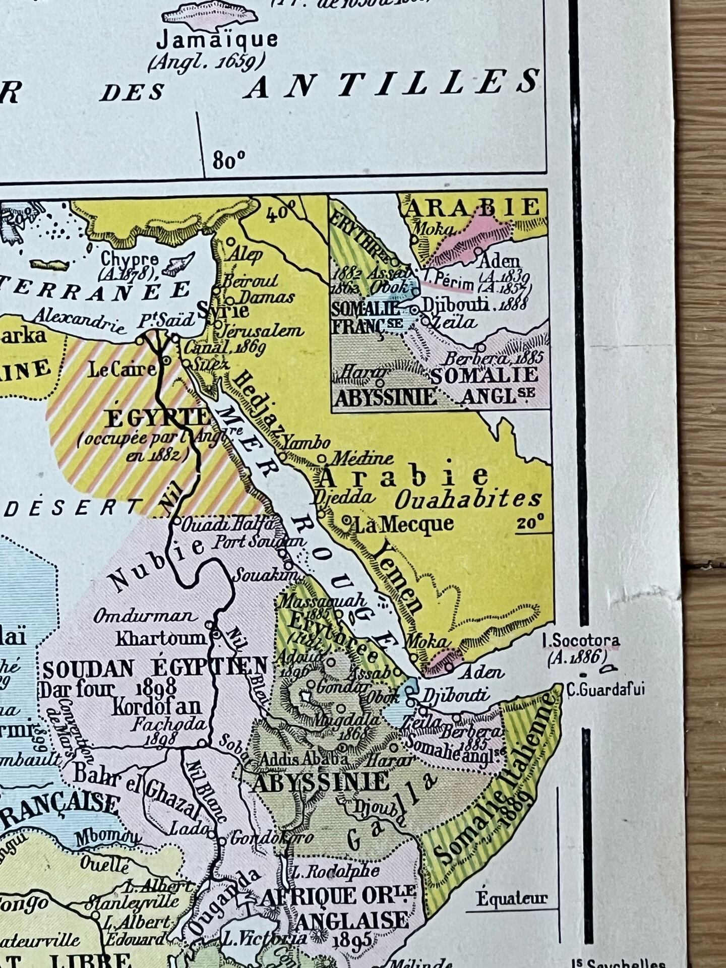 Map 1908 America and Africa 37.5x27.5cm