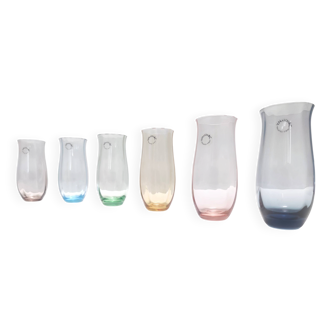 Set of Six Multicolored Murano Glass Drinking Glasses by Vincenzo Nason