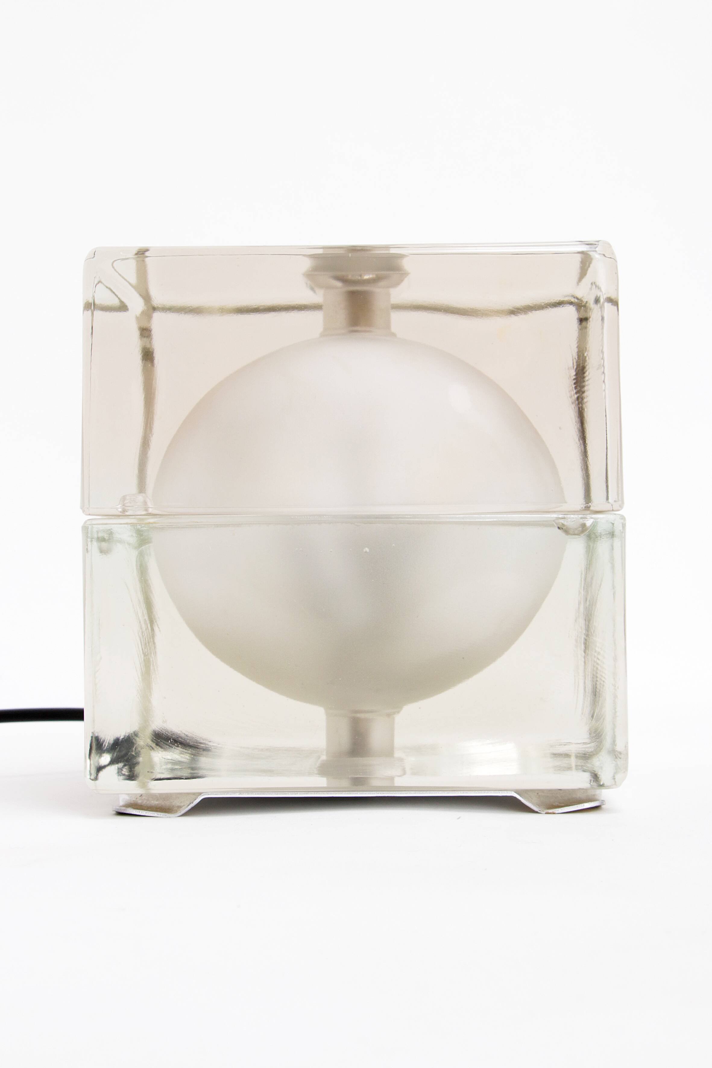 Alessandro Mendini “Cubosfera” Table Lamp Metal Crome Glass 1968 Italy