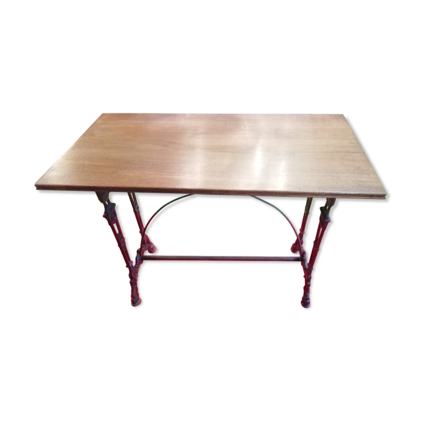 Bistro table over wood cast iron legs