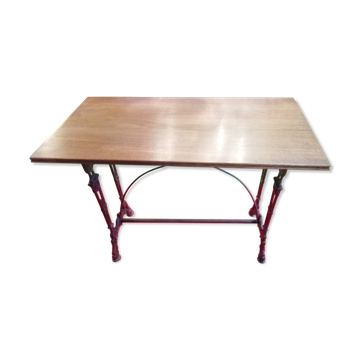 Bistro table over wood cast iron legs