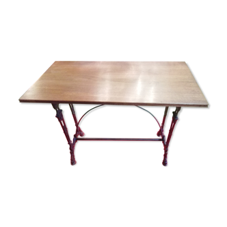 Bistro table over wood cast iron legs