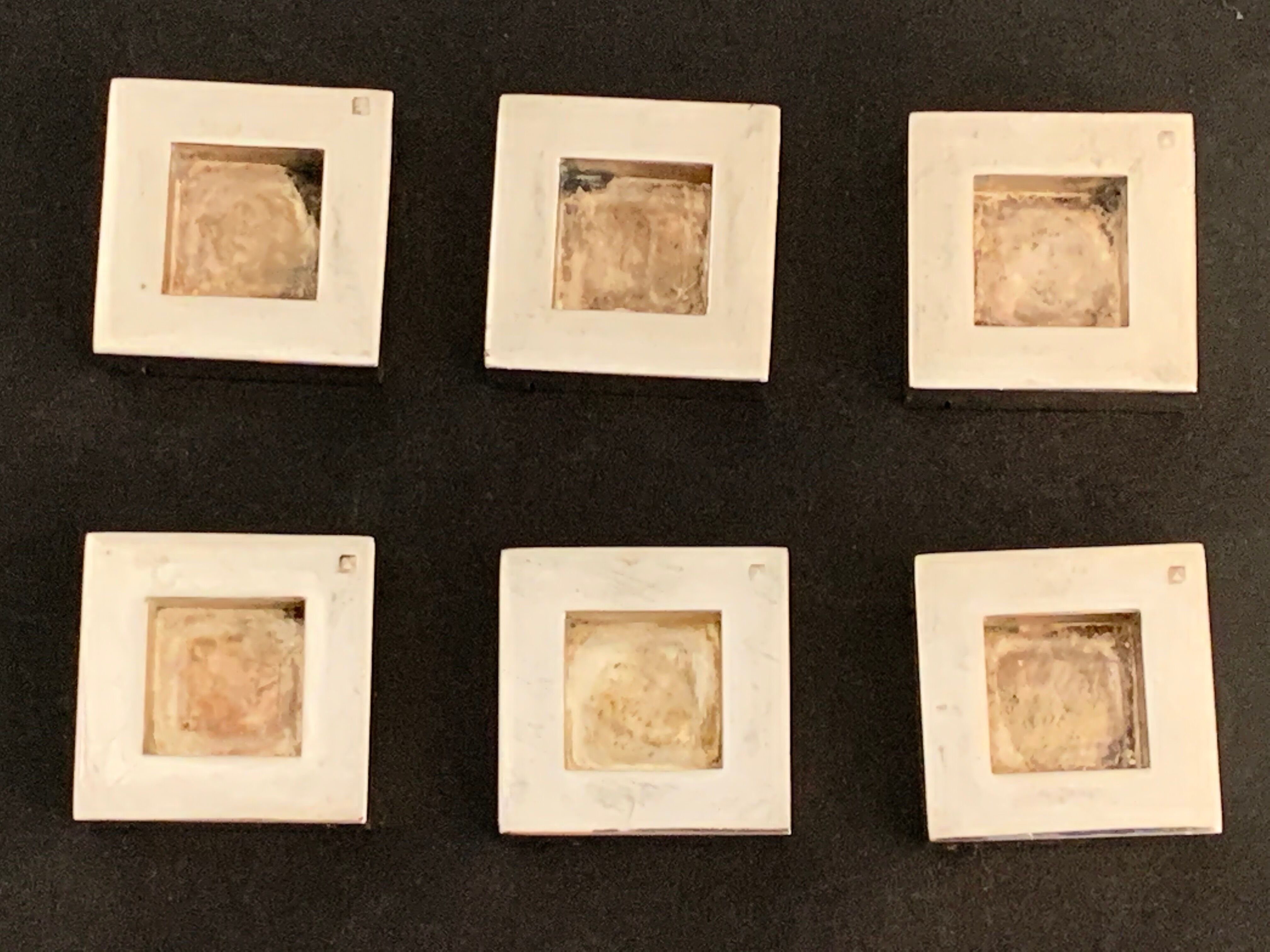 6 square silver metal knives with AVM Paris punch