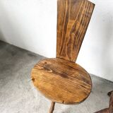 Set of three alpine chairs in solid pine, France, 1950s.