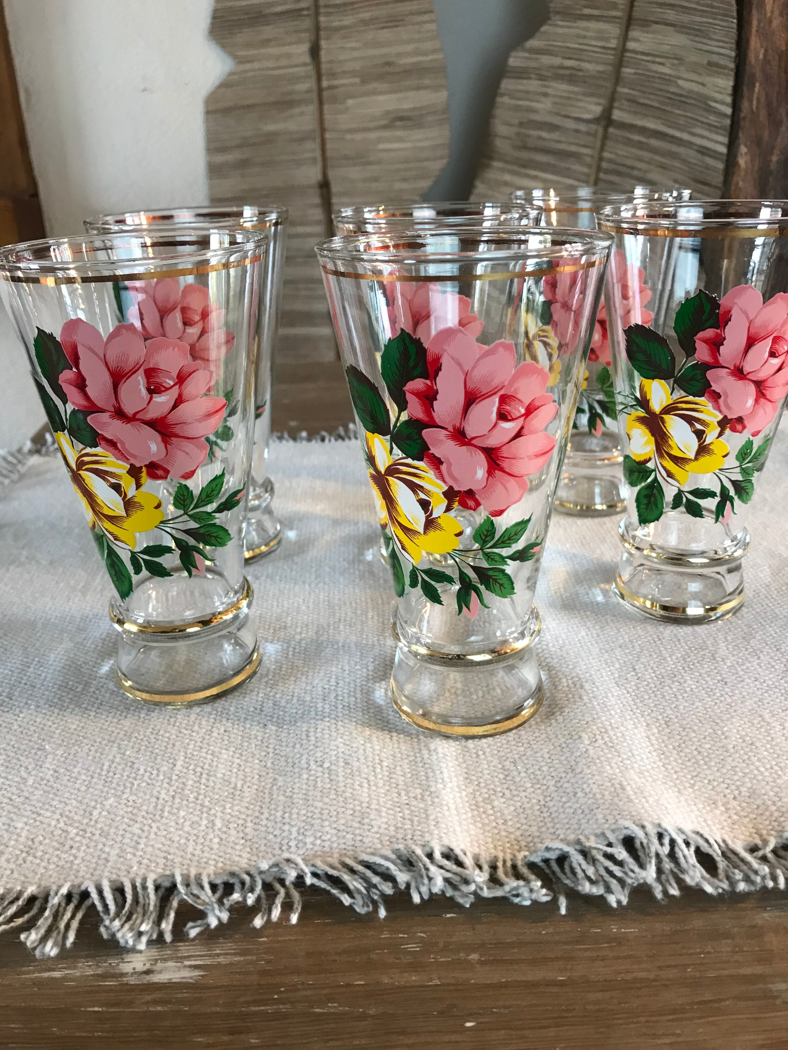 6 vintage high glasses