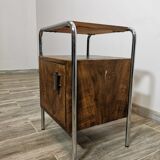 Table de chevet chromée Bauhaus par Robert Slezak