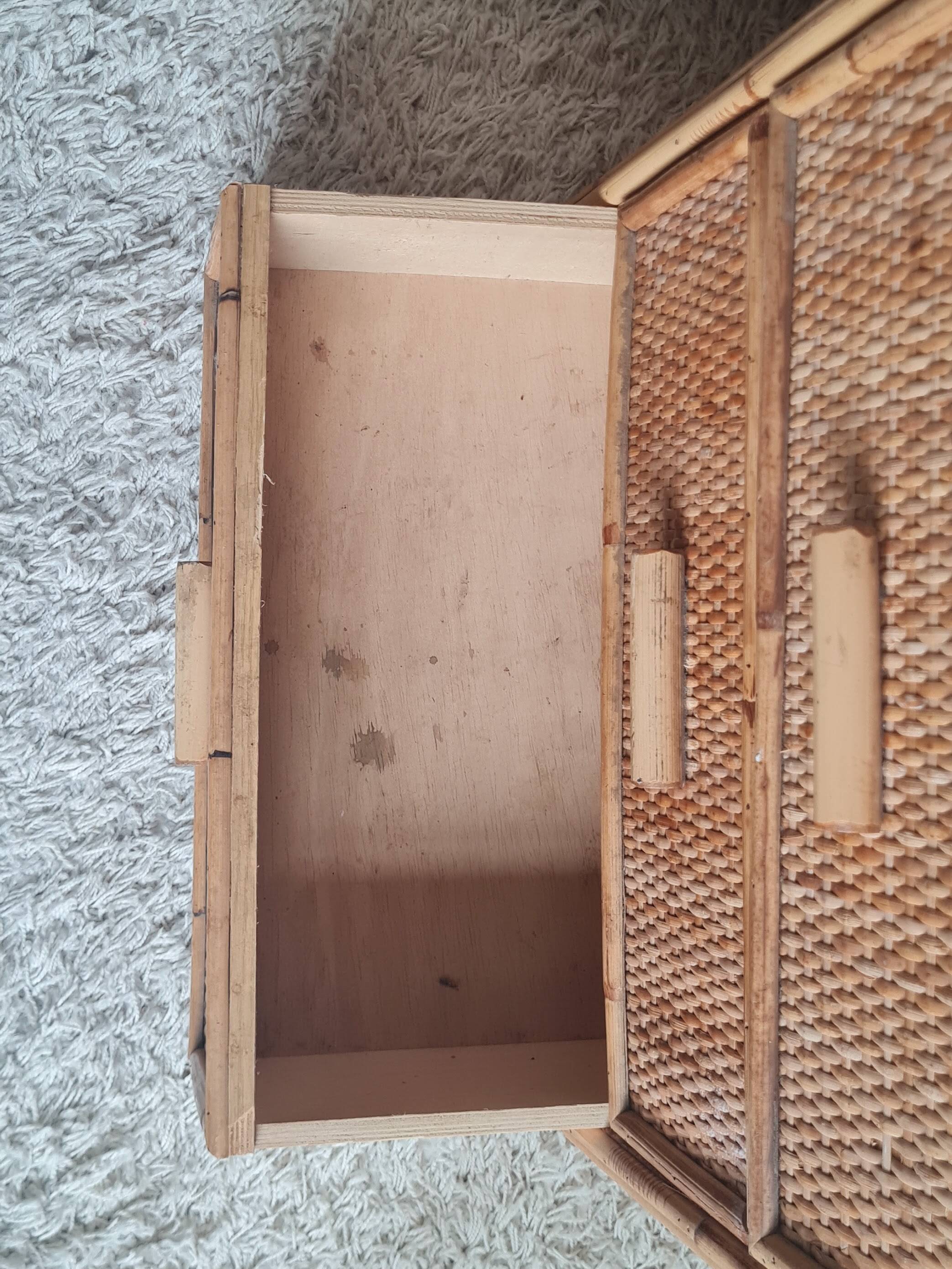 Pair of rattan bedside tables circa the 1970s.