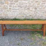 Vintage solid oak bench, 1950s