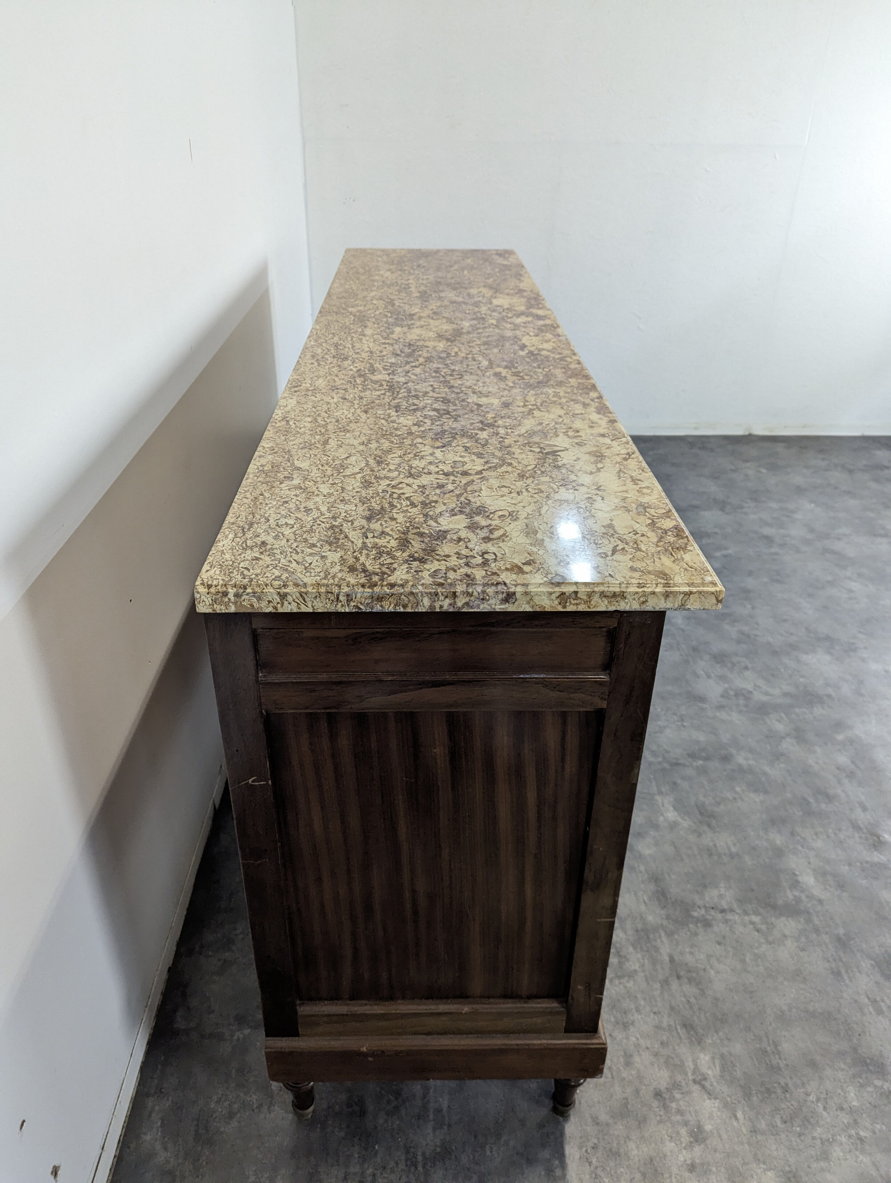 Mahogany and breccia marble sideboard