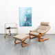 Lounge armchair with footrest, Scandinavian design, Kroken model, leather