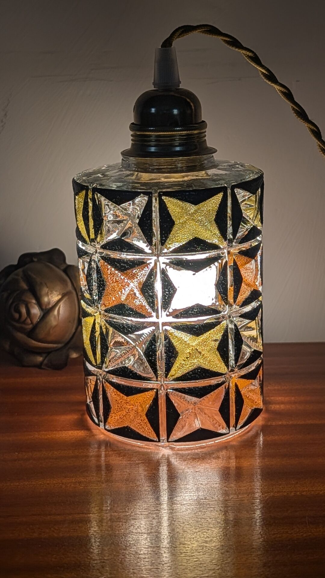 Geometric glass cylinder lamp from the 1970s.
