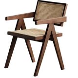 Wooden and rattan cane chair