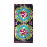 Bohemian Romanian handwoven carpet with floral colorful design