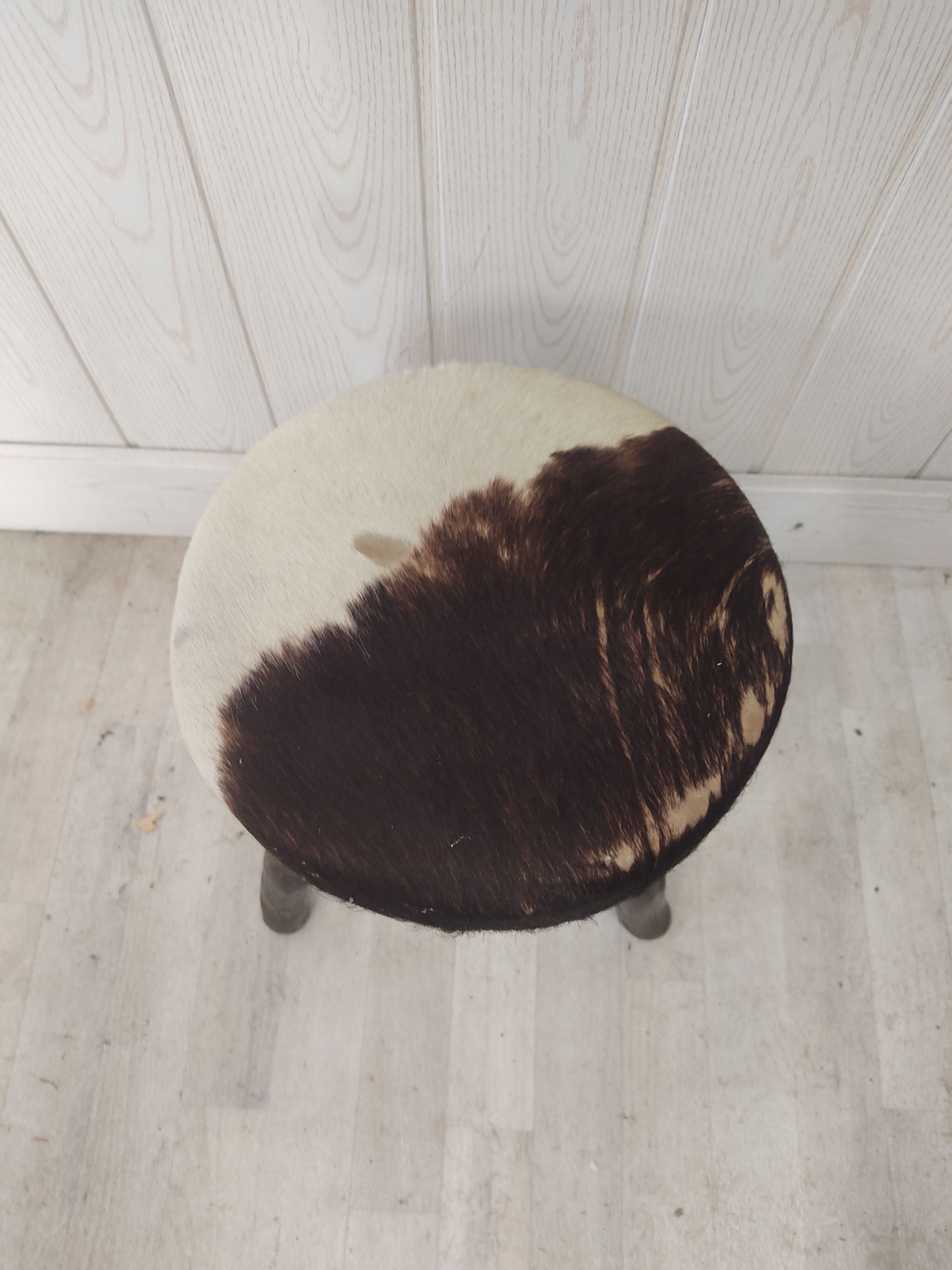Brutalist cowhide stool