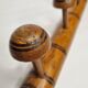 Old wooden coat rack turned in imitation of bamboo, 5 hooks, 63 cm
