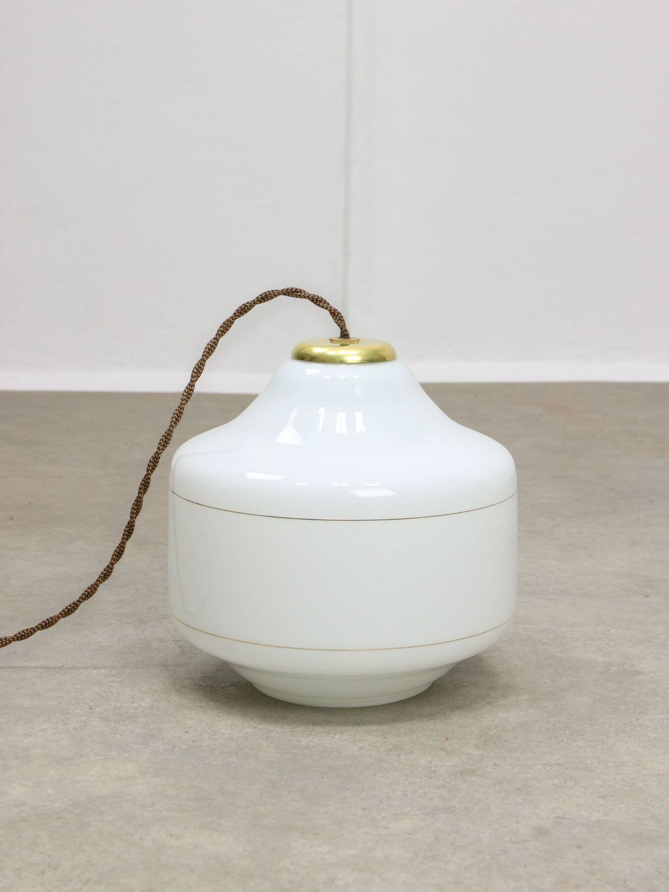 Mid-Century Italian Opaline and Brass Pendant Lamp