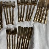 Ensemble de 35 couverts en laiton modèle Bambou vintage