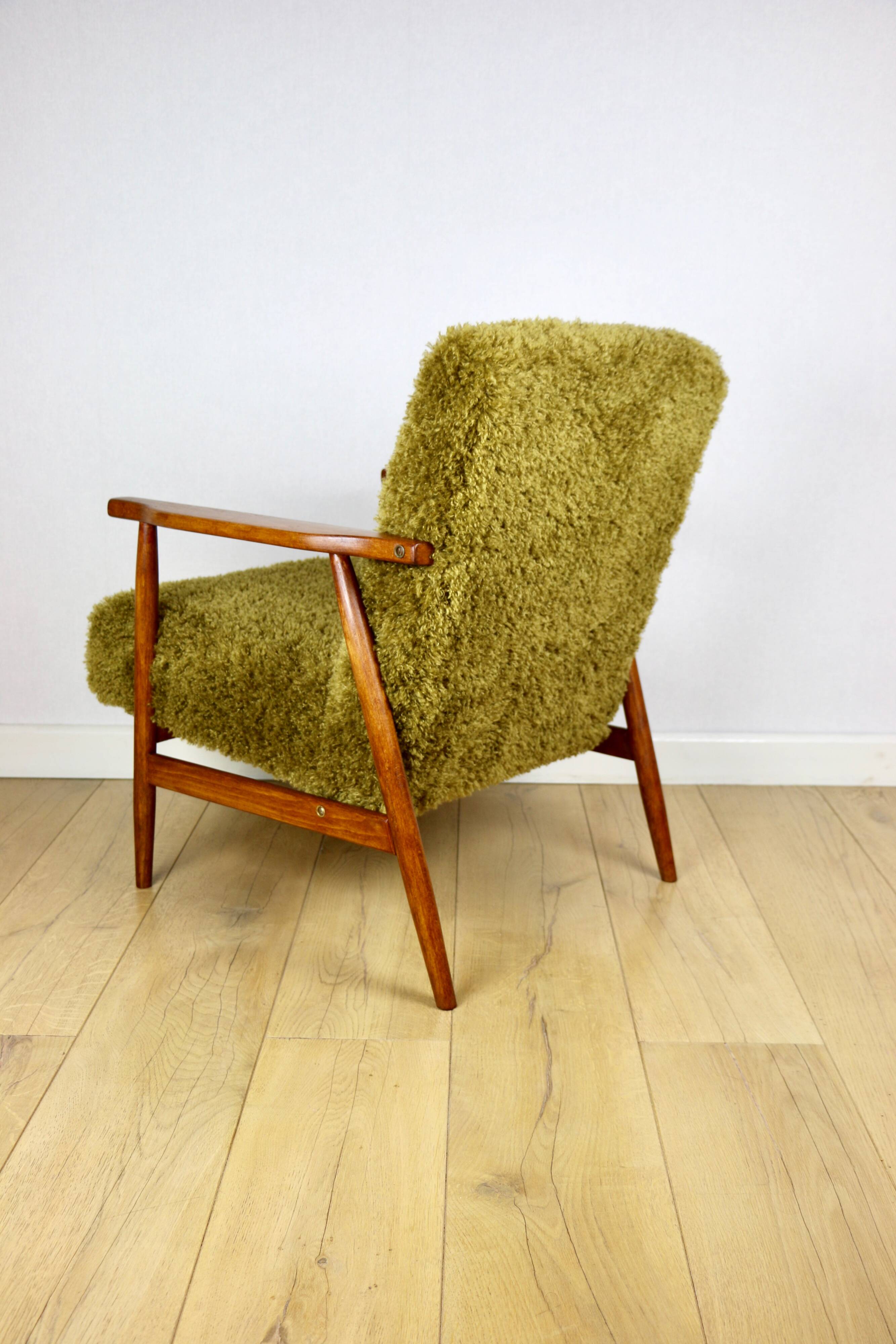 Vintage armchair, 1970s, red fox - high pile Camel