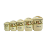 Lot de 5 pots à condiments gradués en porcelaine crème avec couvercles