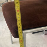 Quatre chaises chrome et velours ras marron design 70