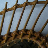 Vintage oval mirror in rattan