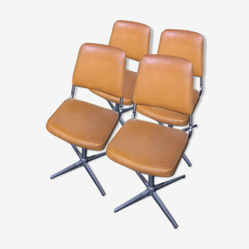 Lot de 4 chaises pivotantes années 1970