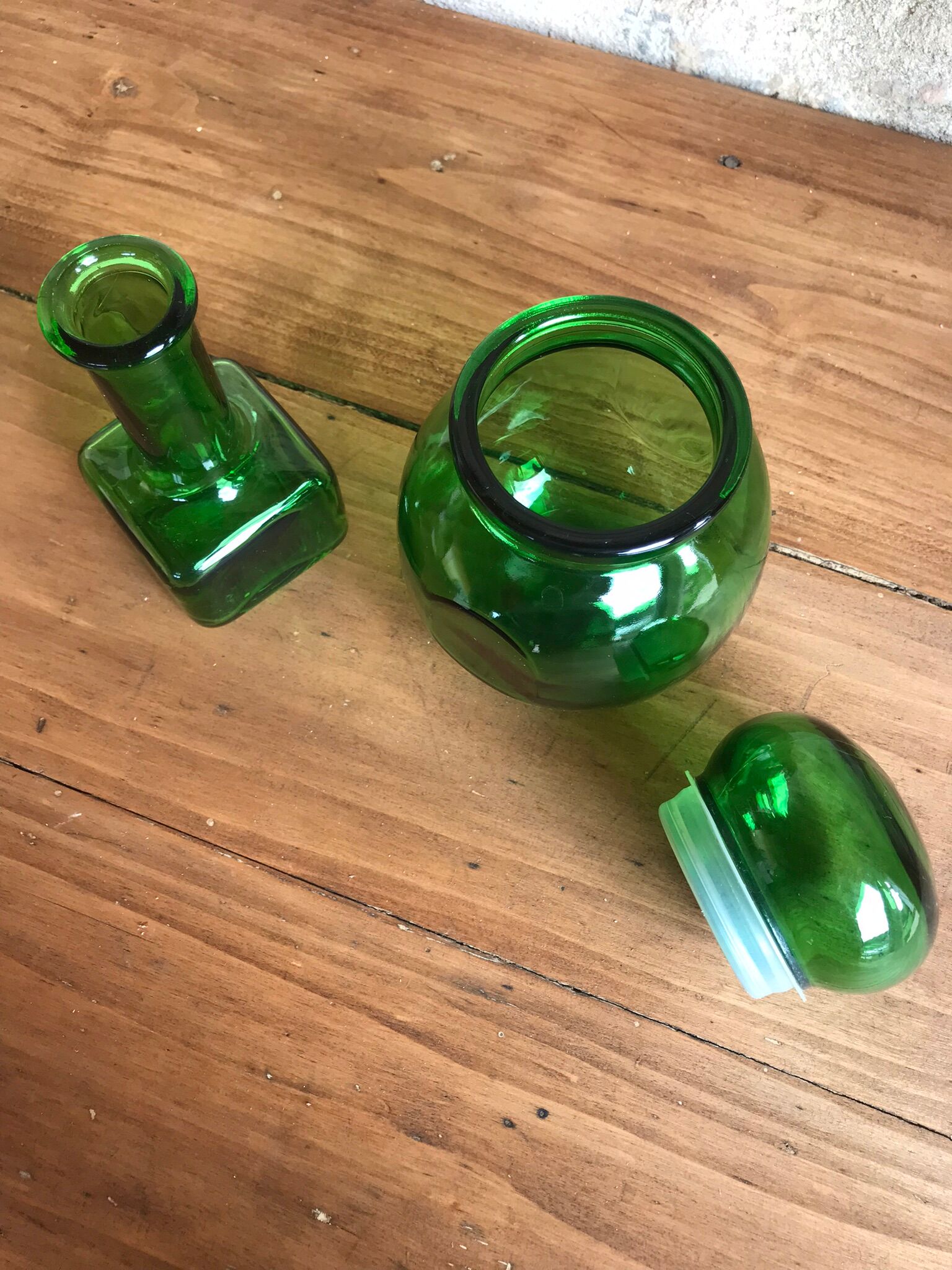Green Jar Lever and bottle